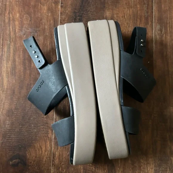 Lite Ride By Crocs Womens Brooklyn Low Wedge Sandals Size W7 Open-toe Black - Picture 4 of 8